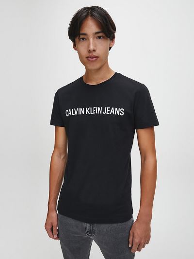 Calvin Klein Ruhák HU502728 | Calvin Klein Organic Cotton Logo Férfi Póló Fekete